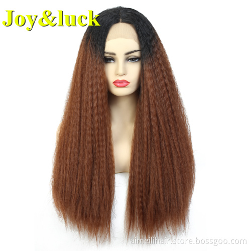 Lace Front Wholesale Prices Wigs For Women Daily Or Cosplay Long Natural Front Lace Straight 99J Color Synthetic Ladies Hair Wig